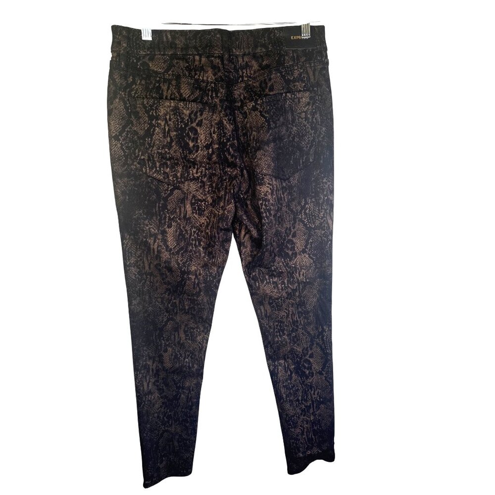 2/$30 Express Skinny Mid Rise Snake Print Pants 8R Stretchy NWT - Picture 3 of 15